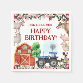 ファームアニマルキュートレッド納屋周囲の庭ファーム スタンダードカクテルナプキン