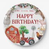 ファームアニマルキュートレッド納屋周囲の庭ファーム ペーパープレート (正面)