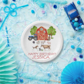 ファームアニマルキュートレッド納屋周囲の庭ファーム ペーパープレート (パーティー)