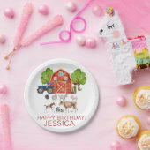 ファームアニマルキュートレッド納屋周囲の庭ファーム ペーパープレート (パーティー)