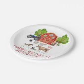 ファームアニマルキュートレッド納屋周囲の庭ファーム ペーパープレート (アングル)