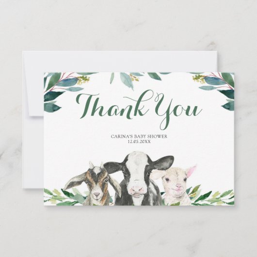 ファームアニマルグリーンリーボーイサンキューカード サンキューカード (正面)