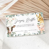 ファームアニマルグリーンリー納屋周囲の庭ベビーおむつラッフル エンクロージャーカード