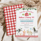 ファームアニマルグリーン納屋周囲の庭2nd誕生日 招待状