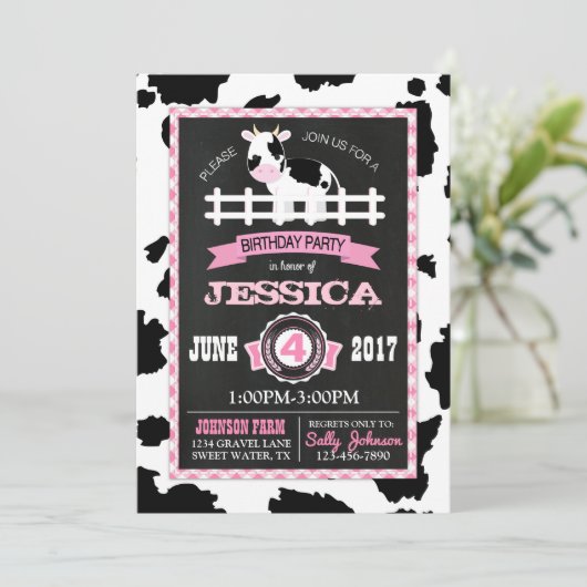 ファームアニマルコウィドジンガムカントリーガール誕生日 招待状 (スタンド正面)