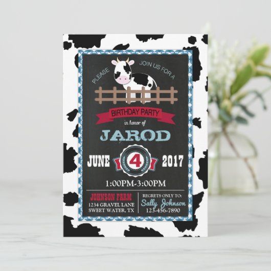 ファームアニマルコウィドジンガムカントリーボーイ誕生日 招待状 (スタンド正面)