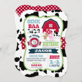 ファームアニマルコウィドジンガムカントリーボーイ誕生日 招待状 (正面/裏面)