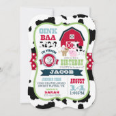 ファームアニマルコウィドジンガムカントリーボーイ誕生日 招待状 (正面)