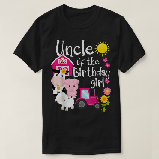 ファームアニマルズアンクルオブザ誕生日ガールパーティー納屋 Tシャツ (デザイン正面)