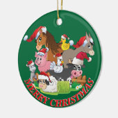 ファームアニマルズカスタムクリスマスお名前と日付 セラミックオーナメント (左)