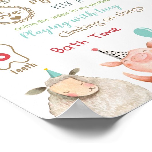 ファームアニマルズカボチャファースト誕生日ボーイマイルストーン ポスター (角)