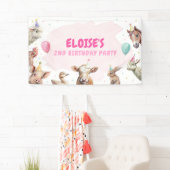 ファームアニマルズガール誕生日納屋周囲の庭背景 横断幕 (インサイチュ)