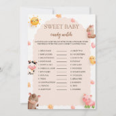 ファームアニマルズスイーツベビーキャンディマッチゲームカード 招待状 (正面)