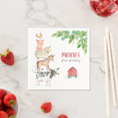 ファームアニマルズゾーボーイ誕生日納屋周囲の庭 スタンダードカクテルナプキン (インサイチュ)