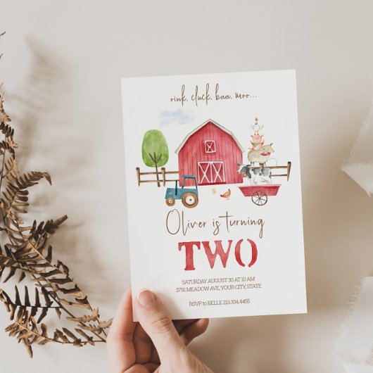 ファームアニマルズテーマセカンド誕生日招待状 招待状