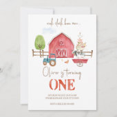 ファームアニマルズテーマファースト誕生日招待状 招待状 (正面)