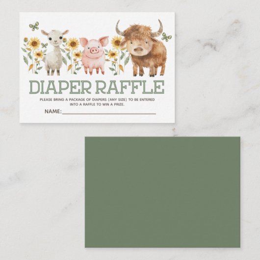 ファームアニマルズハイランドカウカベビーおむつラッフル エンクロージャーカード (正面/裏面)