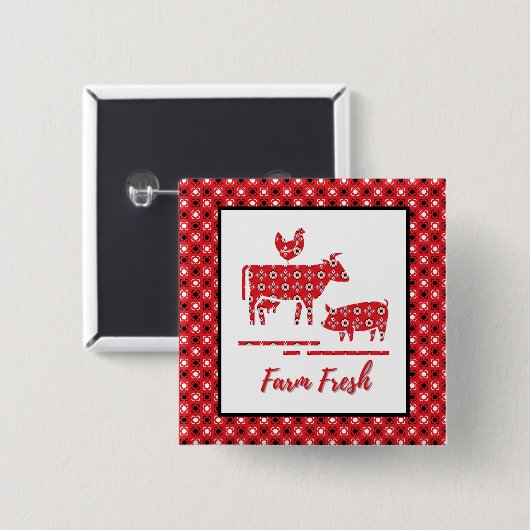 ファームアニマルズバンダナプリント 缶バッジ (正面&裏面)
