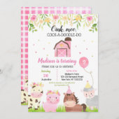 ファームアニマルズバースデーパーティ招待状ガール 招待状 (正面/裏面)