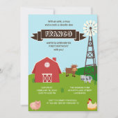 ファームアニマルズバーンハウス誕生日招待状 招待状 (正面)