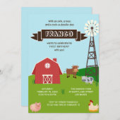 ファームアニマルズバーンハウス誕生日招待状 招待状 (正面/裏面)