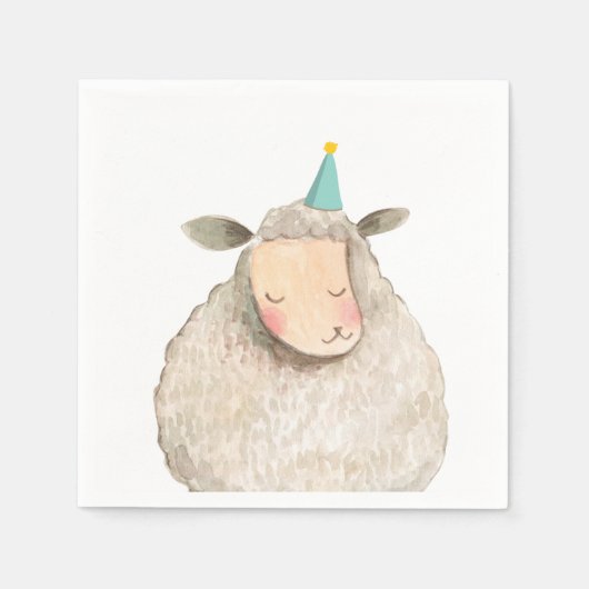 ファームアニマルズヒツジ誕生日納屋周囲の庭パーティー スタンダードカクテルナプキン (正面)