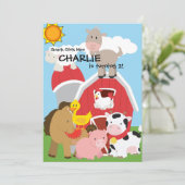 ファームアニマルズピグダックカウヘイバーン誕生日招待状 招待状 (スタンド正面)