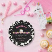 ファームアニマルズピンクカウズ納屋周囲の庭1st誕生日パーティー ペーパープレート (パーティー)