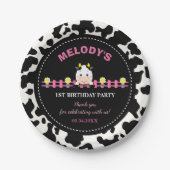 ファームアニマルズピンクカウズ納屋周囲の庭1st誕生日パーティー ペーパープレート (正面)