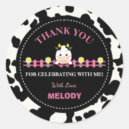 ファームアニマルズピンクカウズ納屋周囲の庭1st誕生日パーティー ラウンドシール