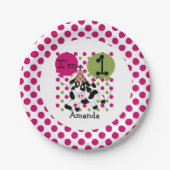 ファームアニマルズピンクカウズ1st誕生日紙プレート ペーパープレート (正面)