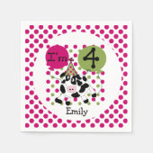 ファームアニマルズピンクカウズ4th誕生日紙ナプキンス スタンダードカクテルナプキン (正面)