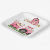 ファームアニマルズピンクガール納屋周囲の庭誕生日パーティー ペーパープレート (傾斜あり)