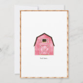 ファームアニマルズピンクガール納屋周囲の庭誕生日パーティー 招待状 (裏面)