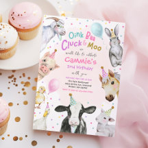 ファームアニマルズピンクガール納屋周囲の庭誕生日パーティー