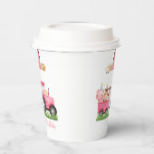 ファームアニマルズピンクガール納屋周囲の庭誕生日パーティー 紙コップ (左)