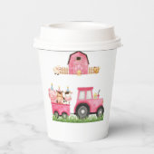 ファームアニマルズピンクガール納屋周囲の庭誕生日パーティー 紙コップ (裏面)