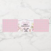 ファームアニマルズピンクガール誕生日 ペットボトルラベル (シングルラベル)