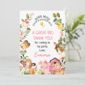 ファームアニマルズピンクバーン誕生日サンキューカード 招待状 (スタンド正面)