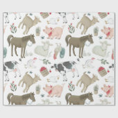 ファームアニマルズファームハウスカントリーコテージ牛ヒツジ ラッピングペーパー (フラット)