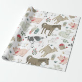 ファームアニマルズファームハウスカントリーコテージ牛ヒツジ ラッピングペーパー (アンロールド)