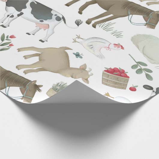 ファームアニマルズファームハウスカントリーコテージ牛ヒツジ ラッピングペーパー (角)