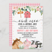 ファームアニマルズフローラ2nd誕生日招待状 招待状 (正面/裏面)