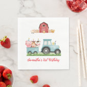 ファームアニマルズブルーボーイ納屋周囲の庭誕生日パーティー スタンダードランチョンナプキン (インサイチュ)