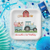 ファームアニマルズブルーボーイ納屋周囲の庭誕生日パーティー ペーパープレート (パーティー)