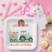 ファームアニマルズブルーボーイ納屋周囲の庭誕生日パーティー ペーパープレート (パーティー)