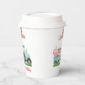 ファームアニマルズブルーボーイ納屋周囲の庭誕生日パーティー 紙コップ (左)