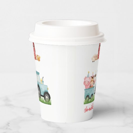 ファームアニマルズブルーボーイ納屋周囲の庭誕生日パーティー 紙コップ (右)