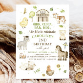 ファームアニマルズボーイグリーン納屋周囲の庭誕生日 招待状