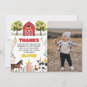 ファームアニマルズボーイ誕生日写真 サンキューカード (正面)